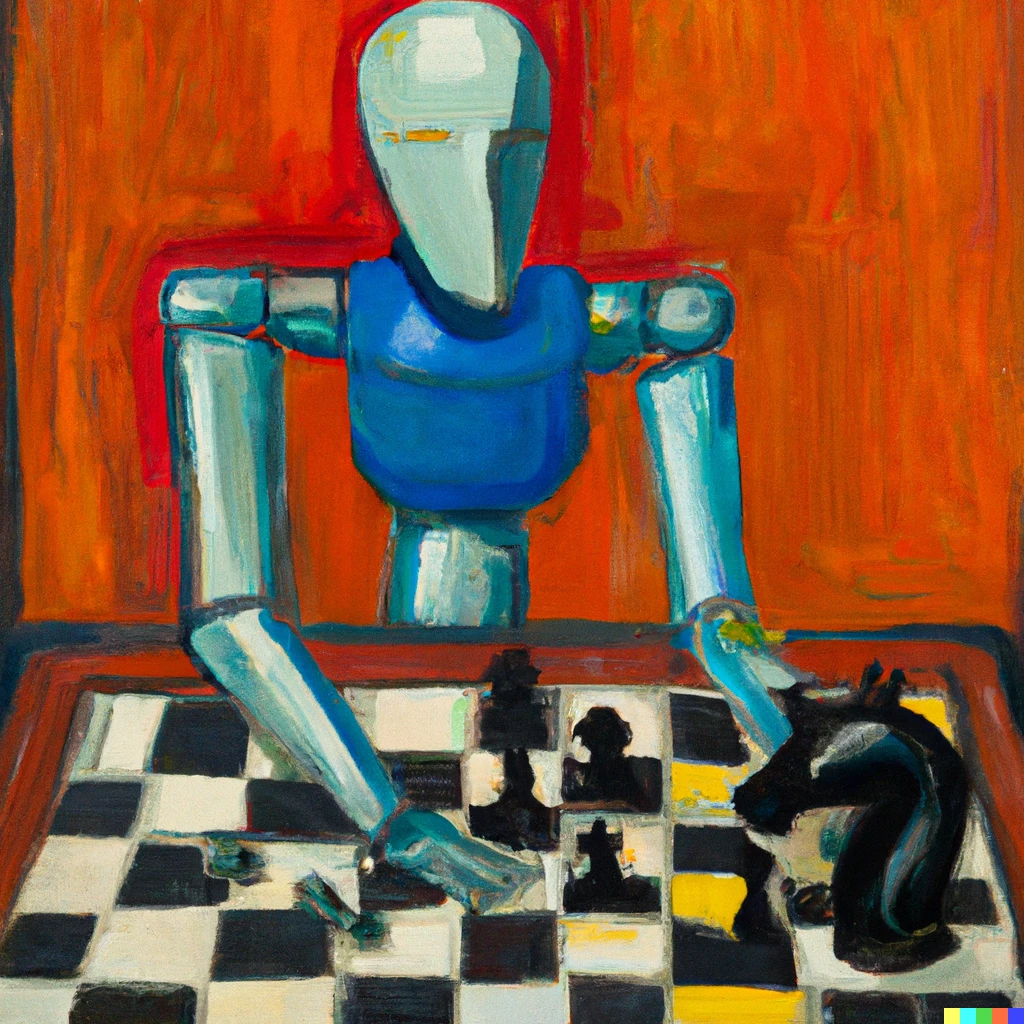 An oil painting by Matisse of a humanoid playing chess, is this the future of AI in BI?